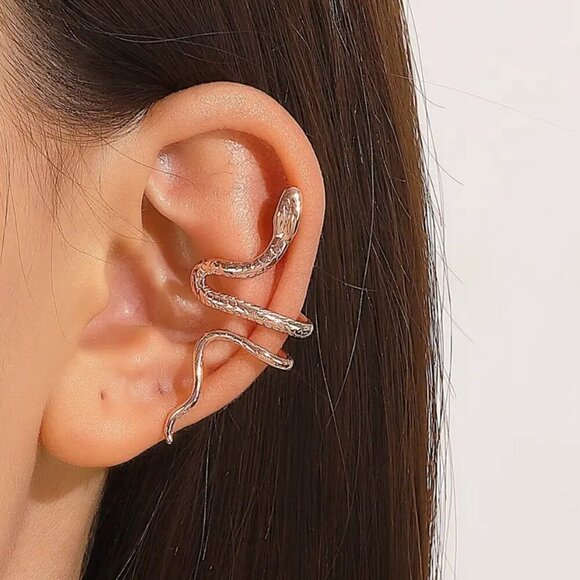 Jewelry - NEW Silver snake ear cuff, snake jewelry, goth earrings, punk jewelry, ear cuffs